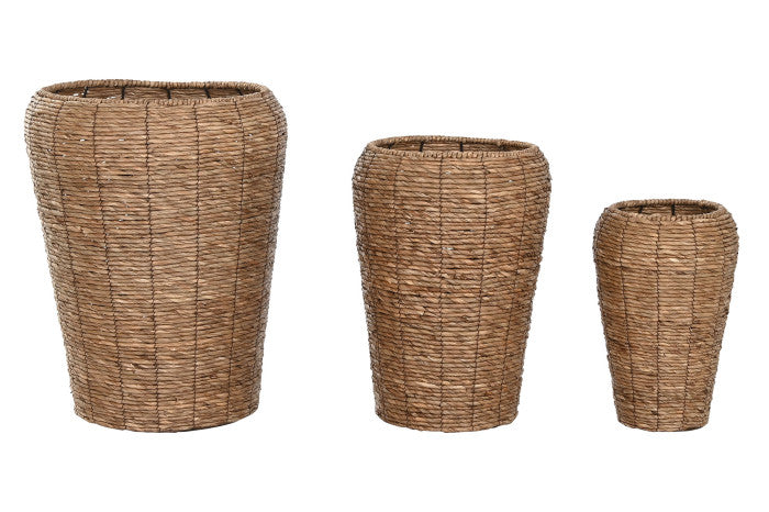 Vasos Liris fibra natural castanho, 3 uni.