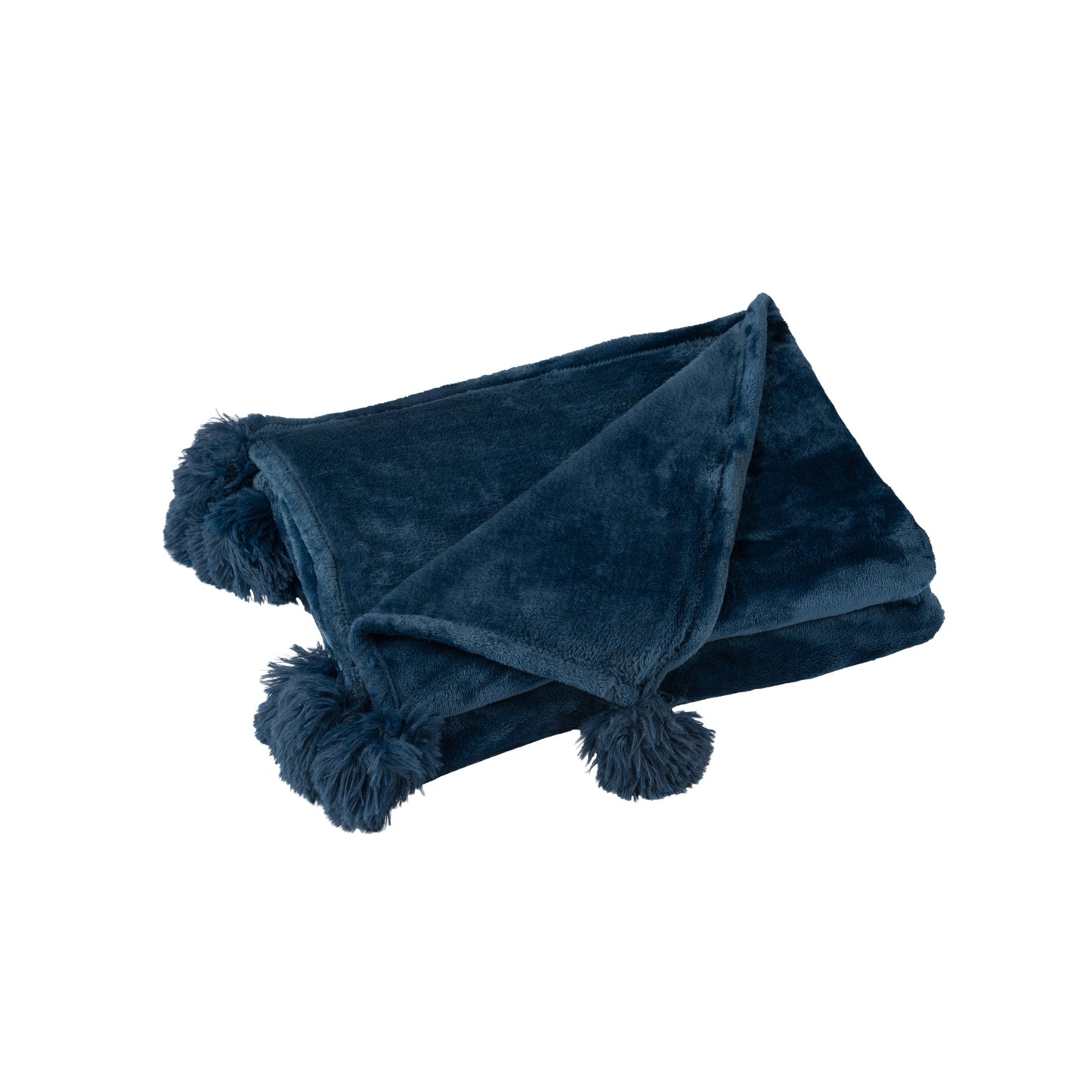 Manta Pompons azul escuro