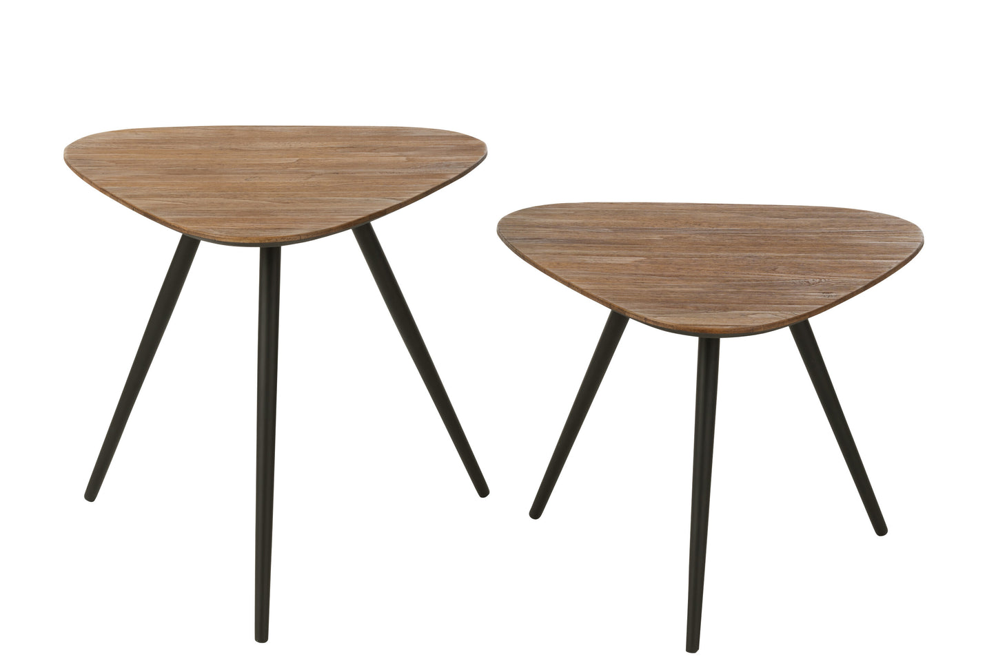 Mesa apoio madeira teca reciclada e preto, 2 uni.