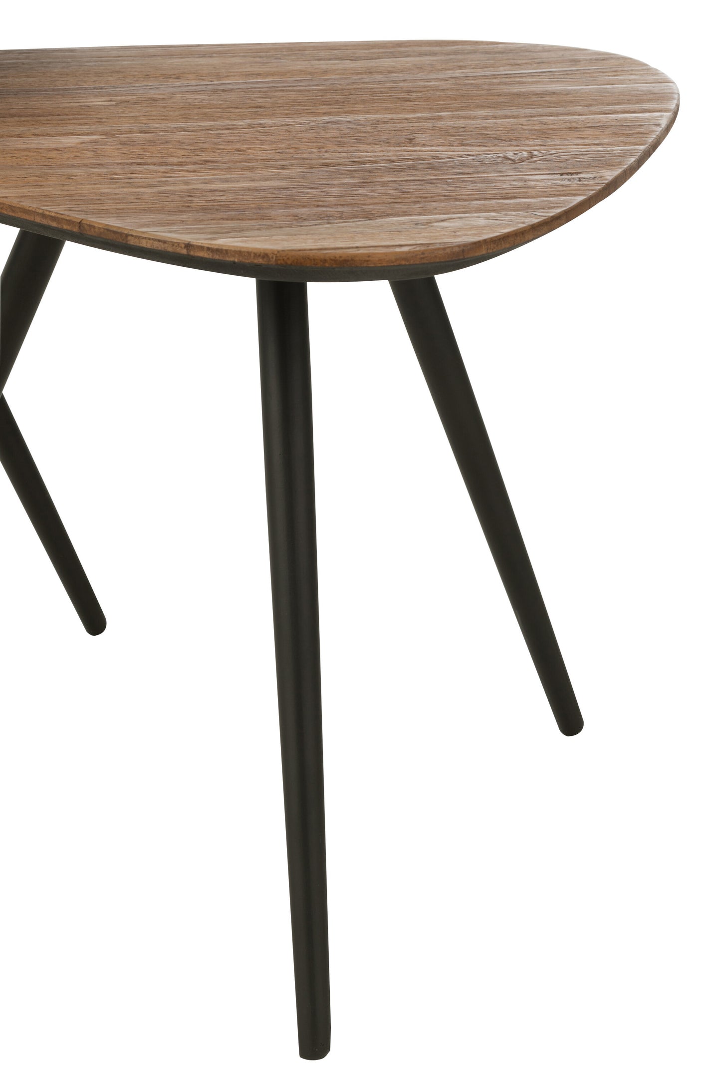 Mesa apoio madeira teca reciclada e preto, 2 uni.