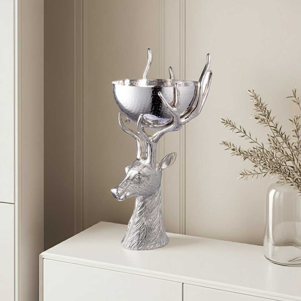 Escultura e taça Rena Blitzen