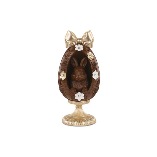 Ovo castanho e dourado com coelho 26cm