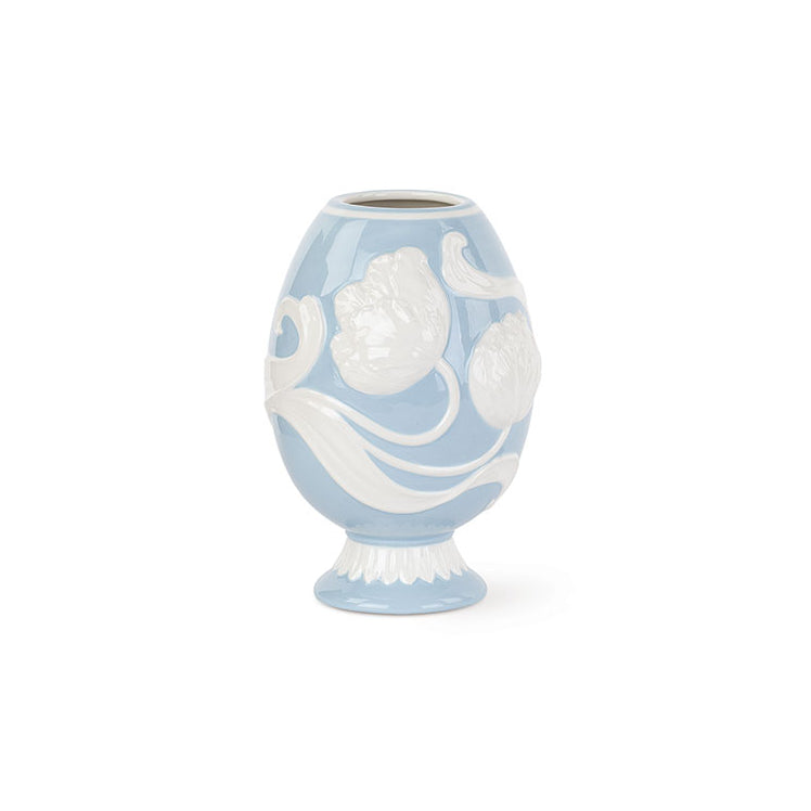 Ovo jarra azul com flores brancas 21cm