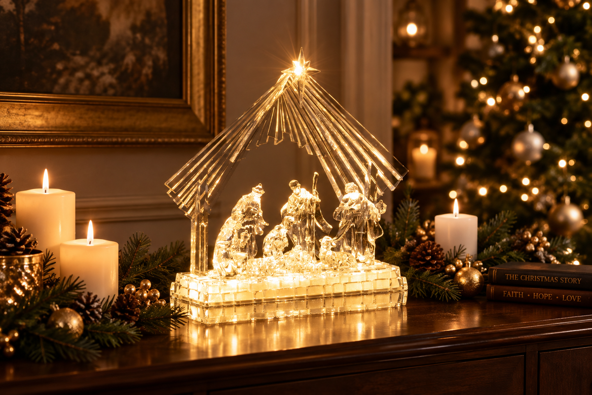 Presépio Silky 8 Figuras com LEDs acrílico 28,5cm