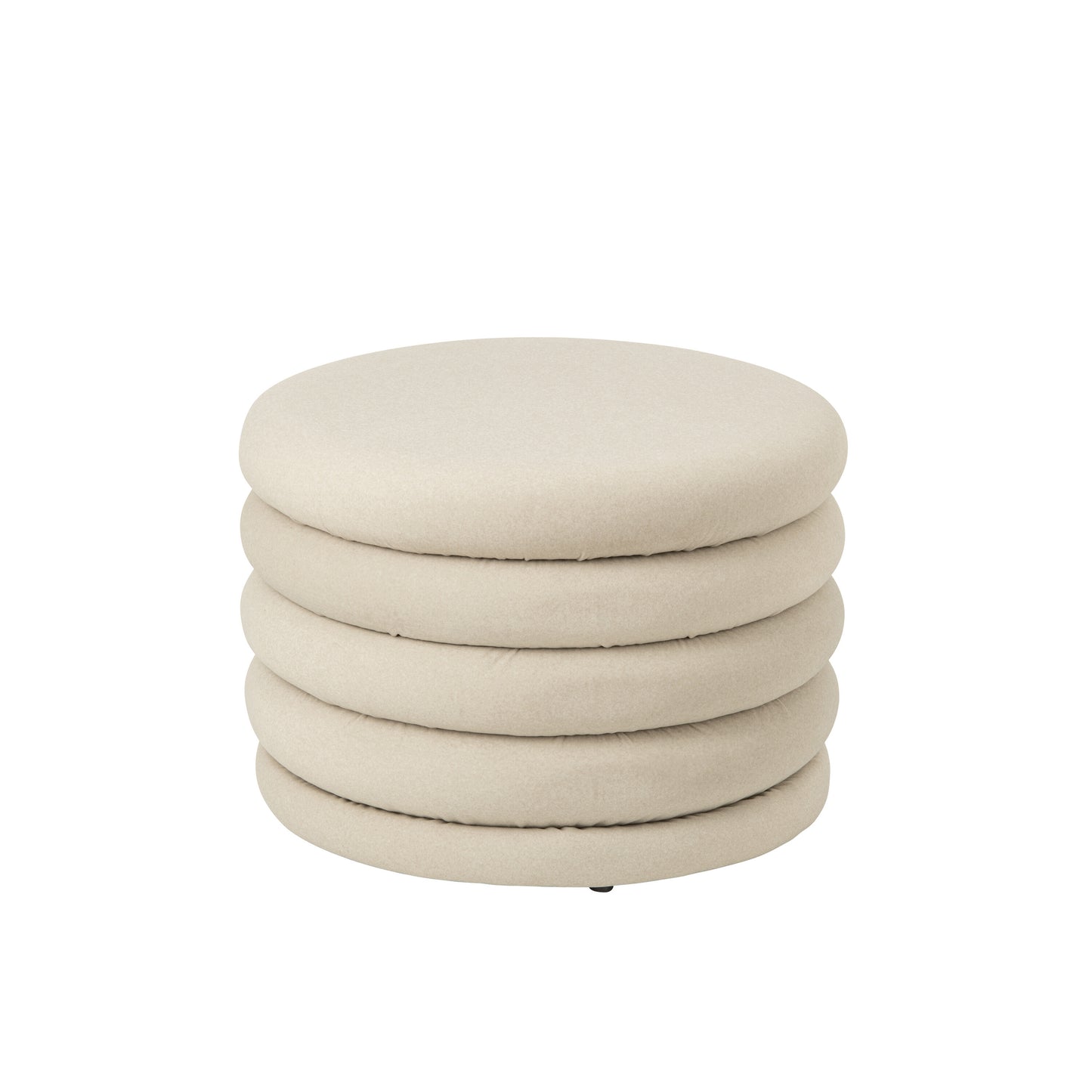 Pufe Mich Veludo Bege Claro com Arrumação