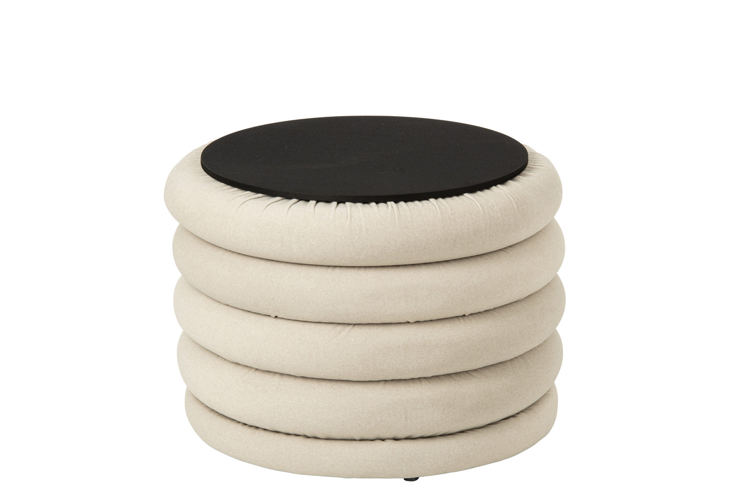 Pufe Mich Veludo Bege Claro com Arrumação