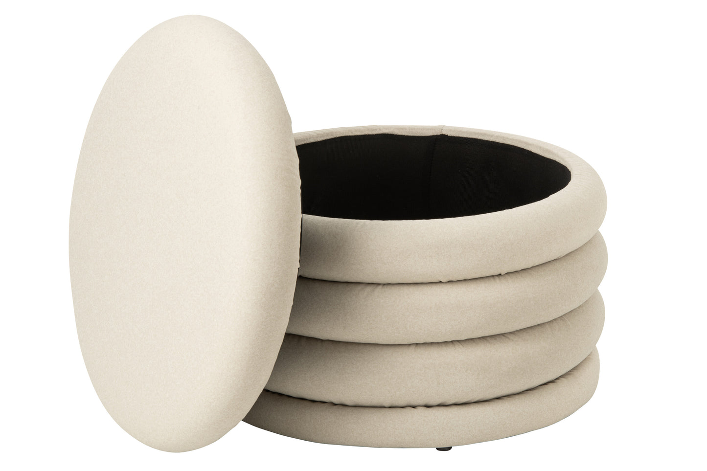 Pufe Mich Veludo Bege Claro com Arrumação