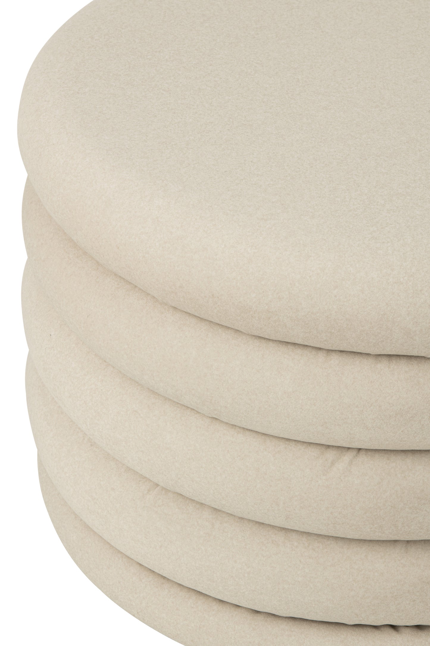 Pufe Mich Veludo Bege Claro com Arrumação