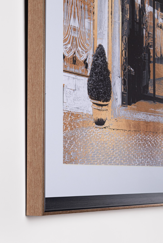 Quadro Dior com moldura dourada e vidro 63,8x73,8cm