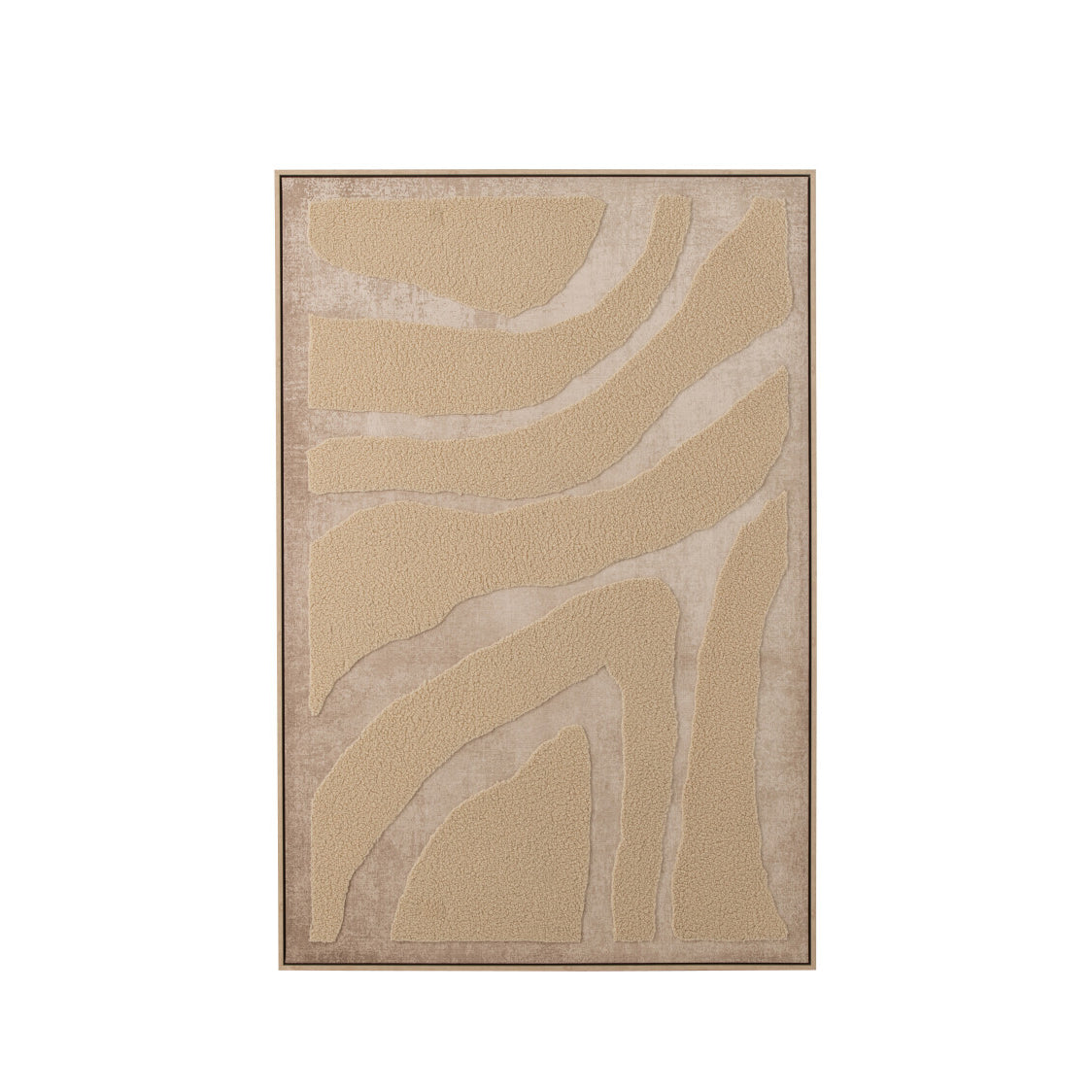 Quadro texturado em tecido e bege com moldura em madeira 80x120 cm