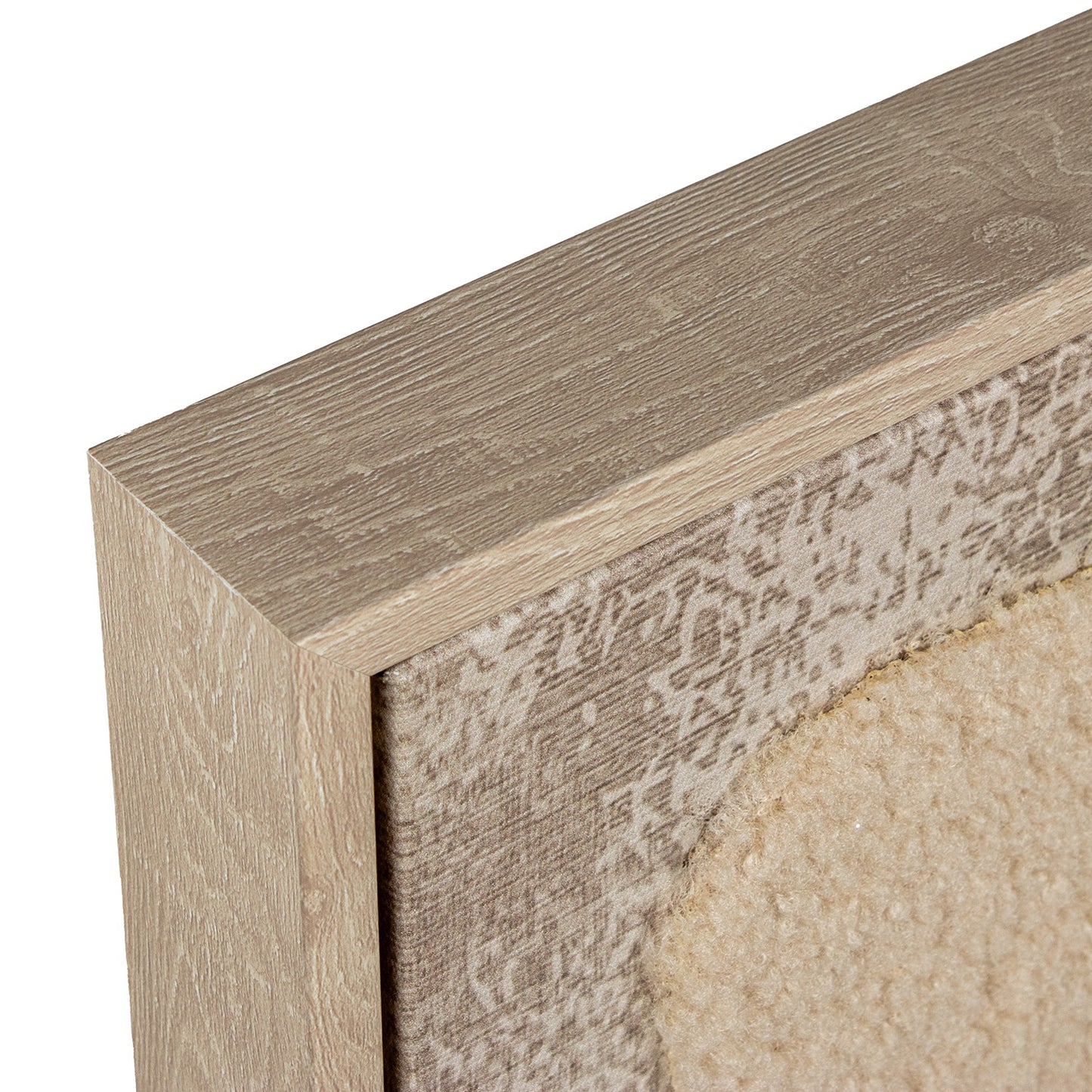 Quadro texturado em tecido e bege com moldura em madeira 80x120 cm