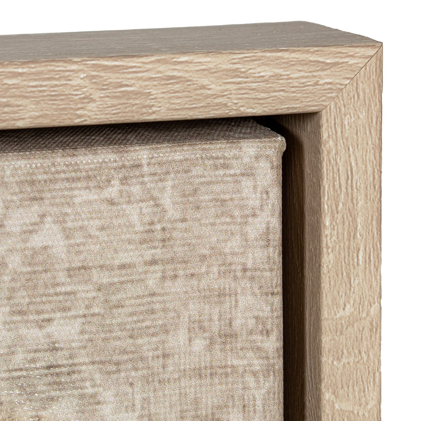 Quadro texturado em tecido e bege com moldura em madeira 80x120 cm