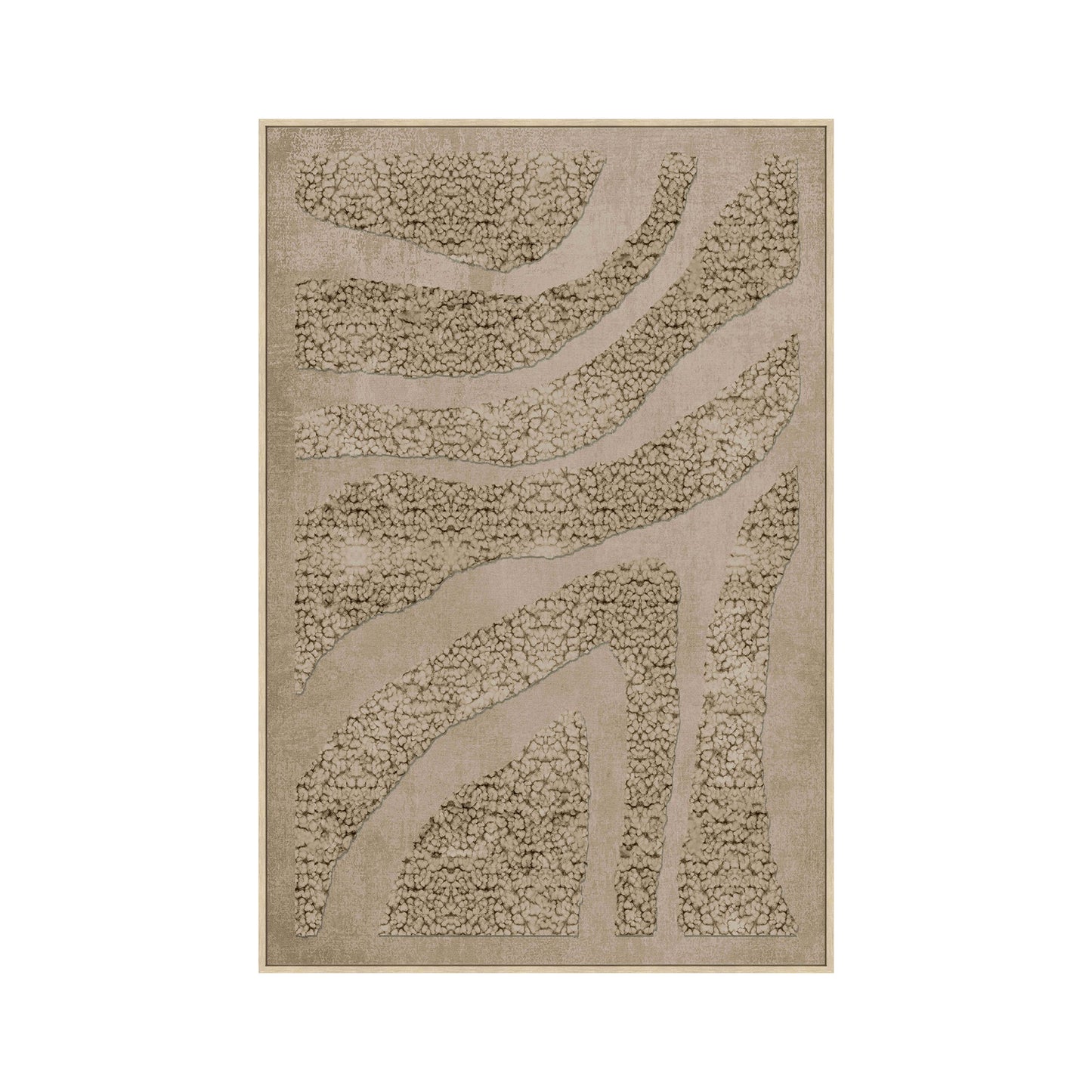 Quadro texturado em tecido e bege com moldura em madeira 80x120 cm