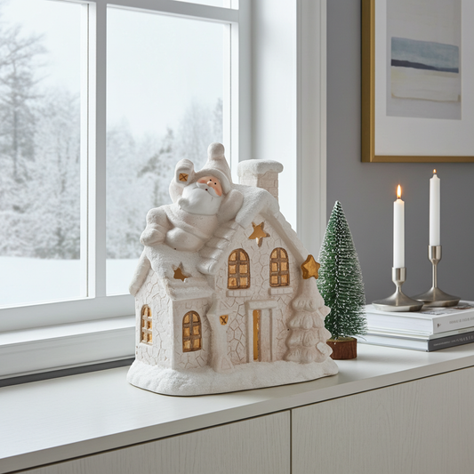 Casa branca Pai Natal para vela