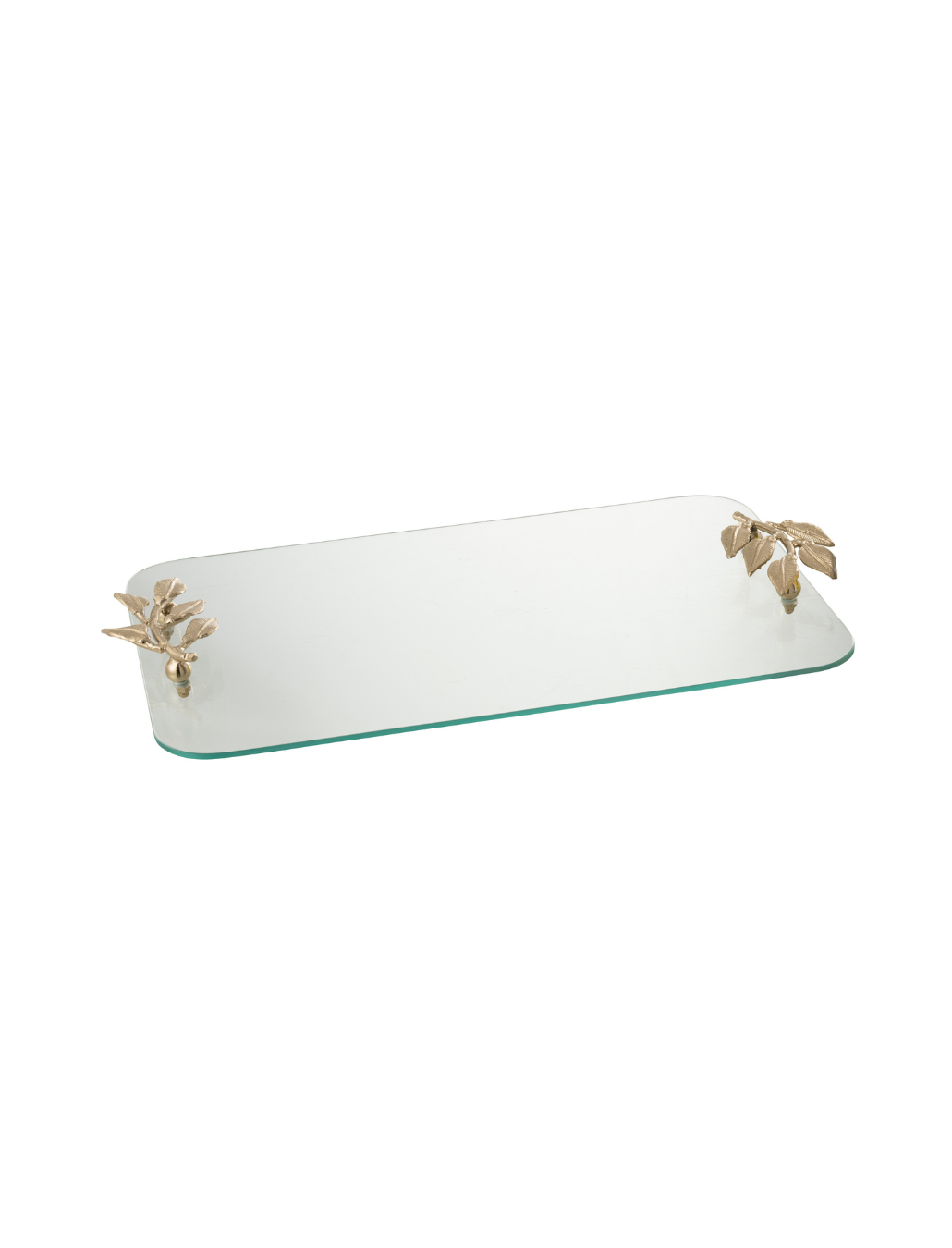 Tabuleiro Leaf vidro e dourado
