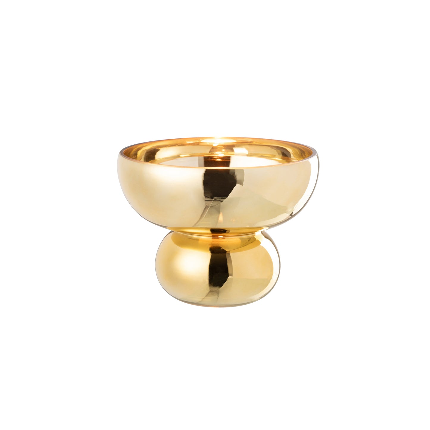 Taça Circle em vidro com pé dourado