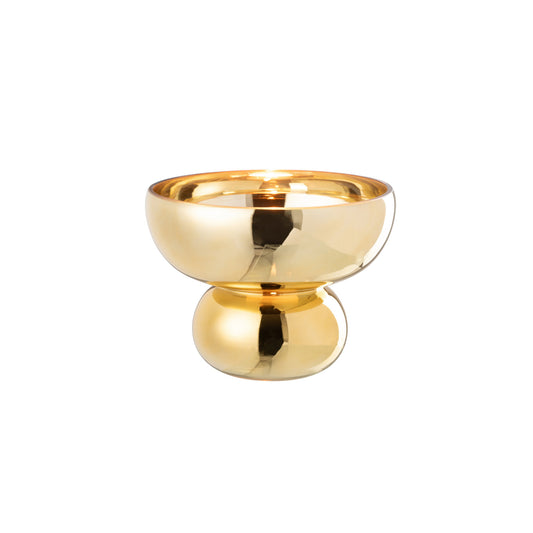 Taça Circle em vidro com pé dourado