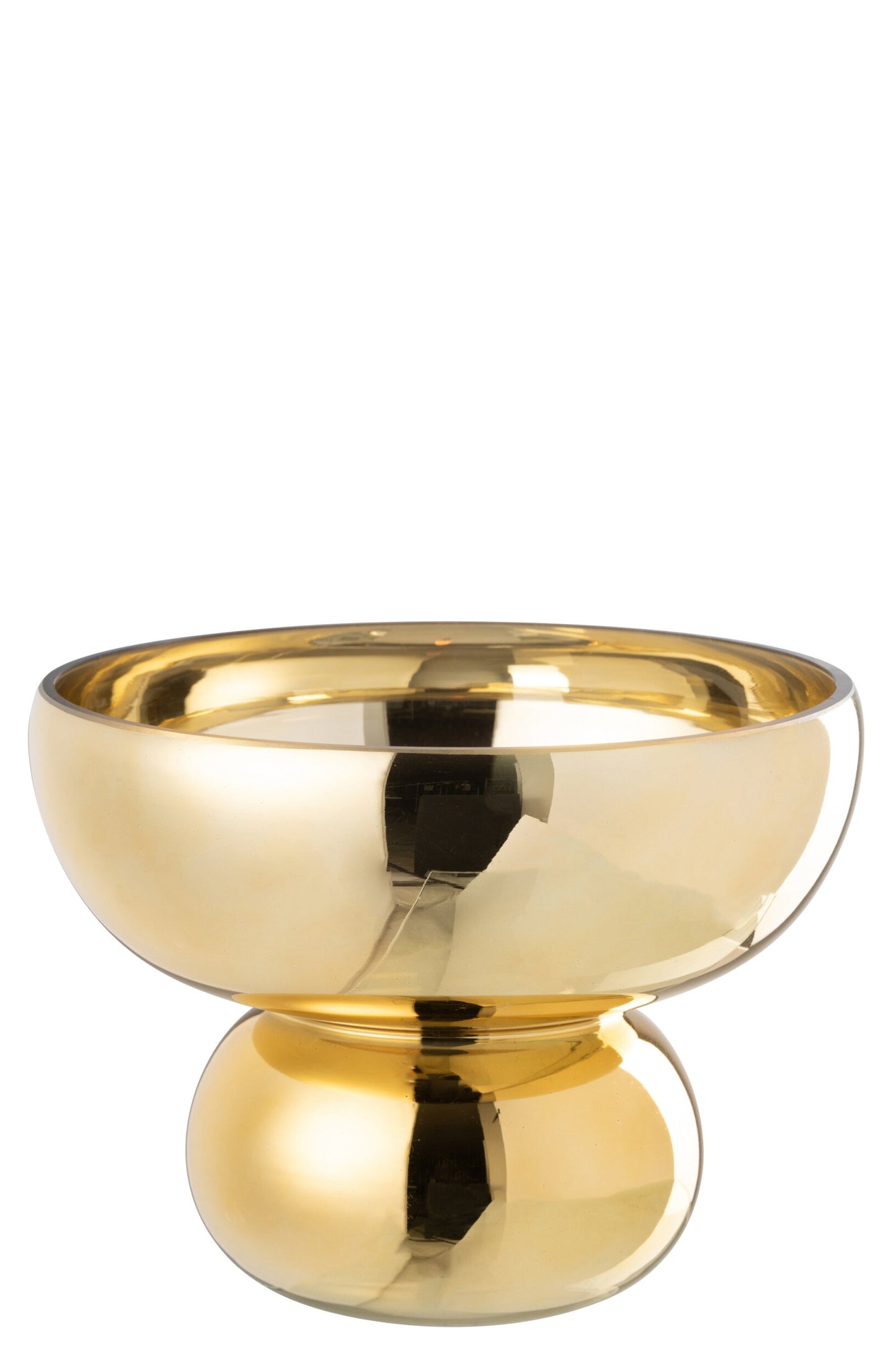 Taça Circle em vidro com pé dourado