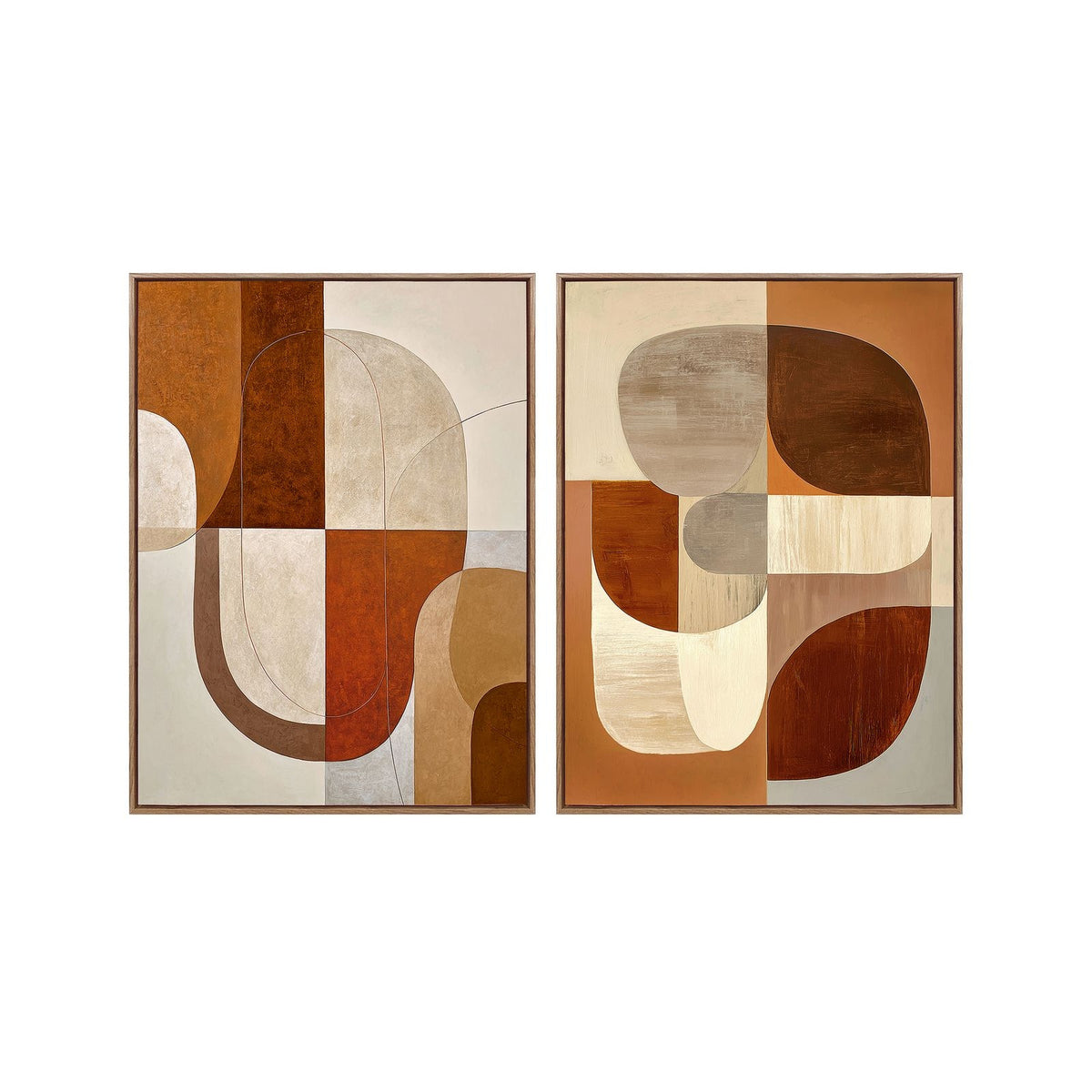 Telas com moldura castanho e bege 60×80 cm, 2 uni.