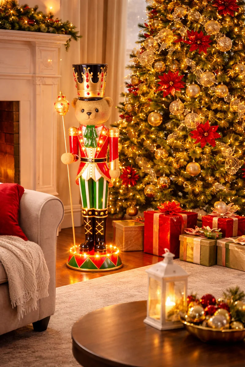Ursinho Guarda Real de Natal com LED