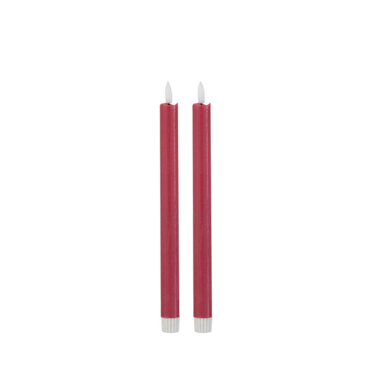 Velas longas vermelhas a pilhas, 2 uni.