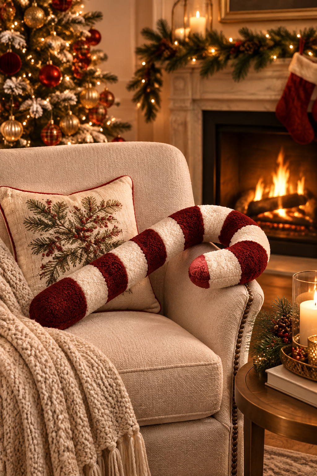 Almofada Bengala de Natal – ambiente poltrona