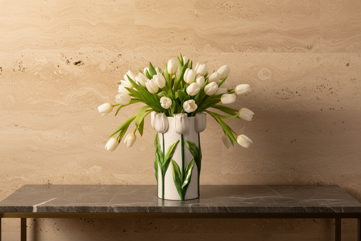 Ambiente elegante vaso tulipa com arranjo