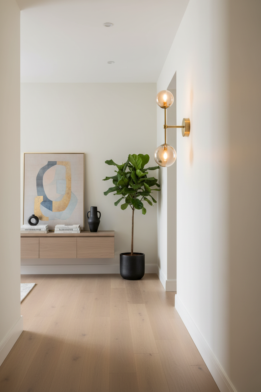Aplique em corredor moderno minimalista