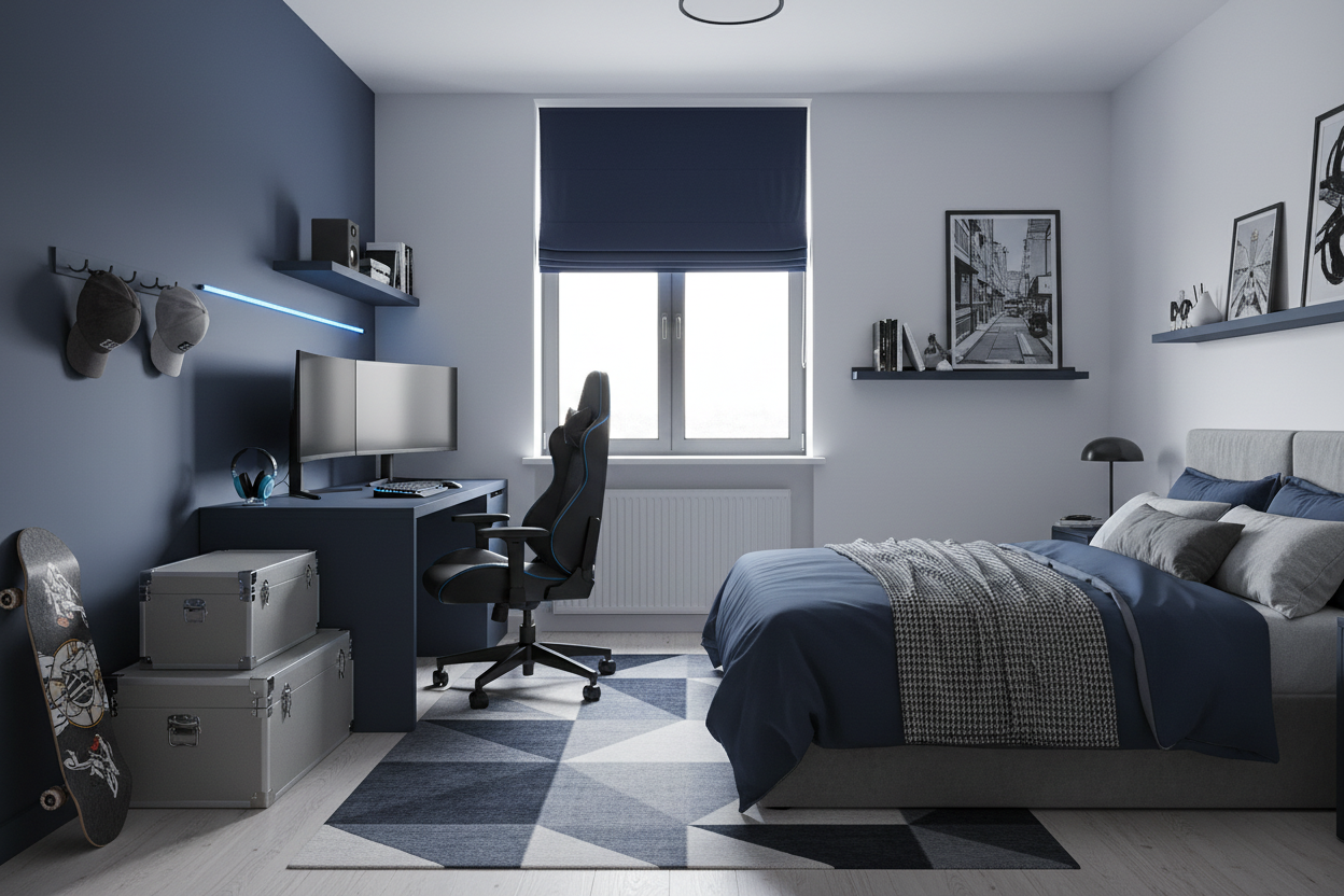 Baús em quarto de adolescente