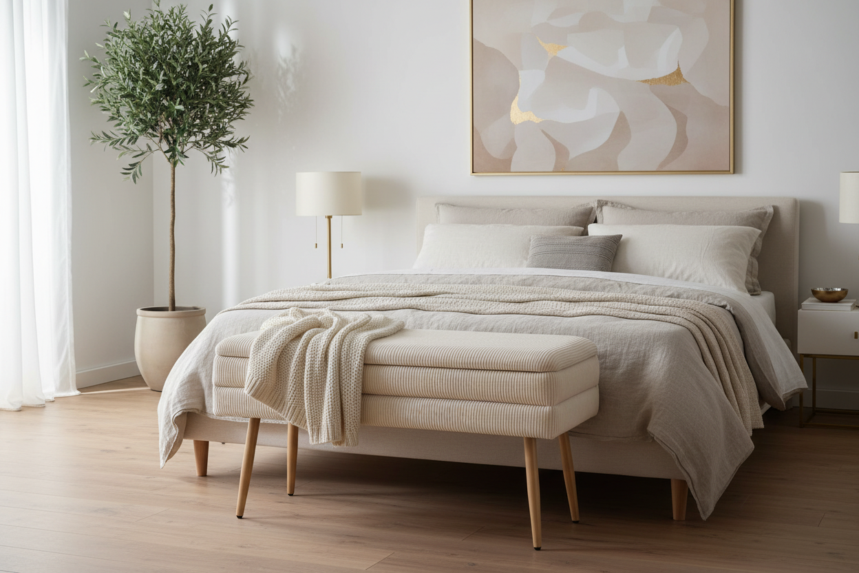 Banco Olga em ambiente minimalista de luxo