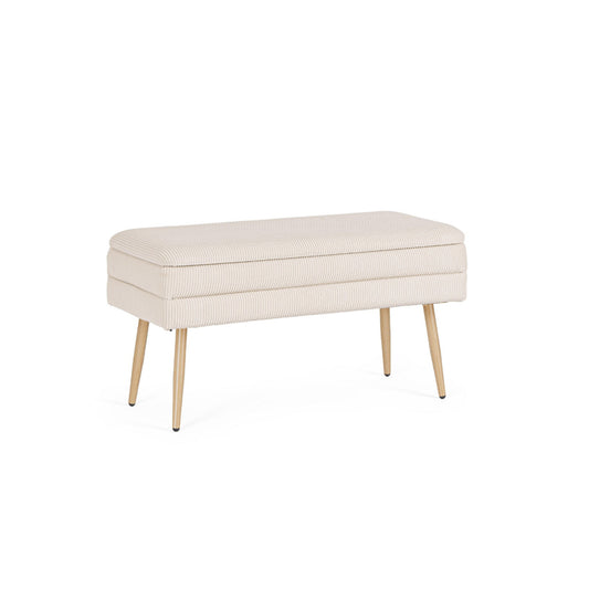 Banco Olga estofado em branco, com arrumação