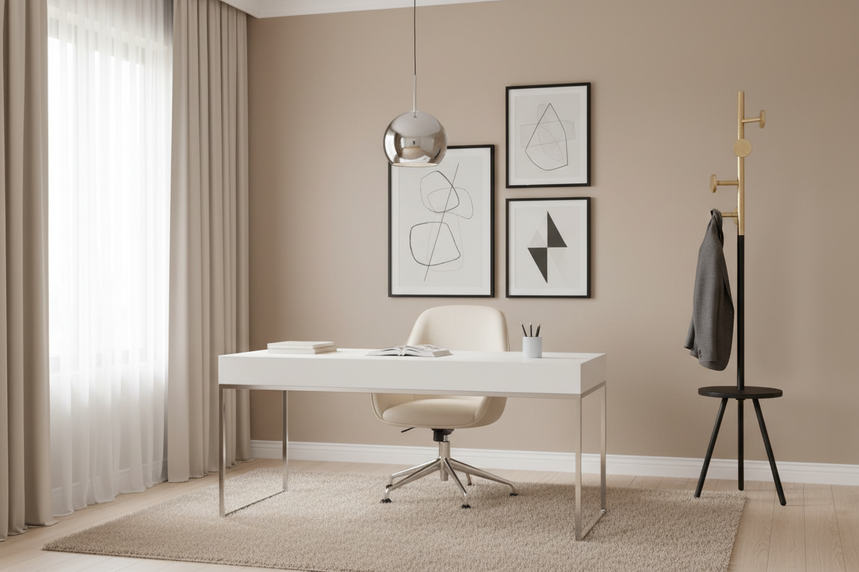 Bengaleiro Caucho original em escritório bege