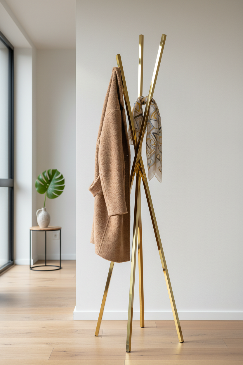 Bengaleiro com casaco e cachecol