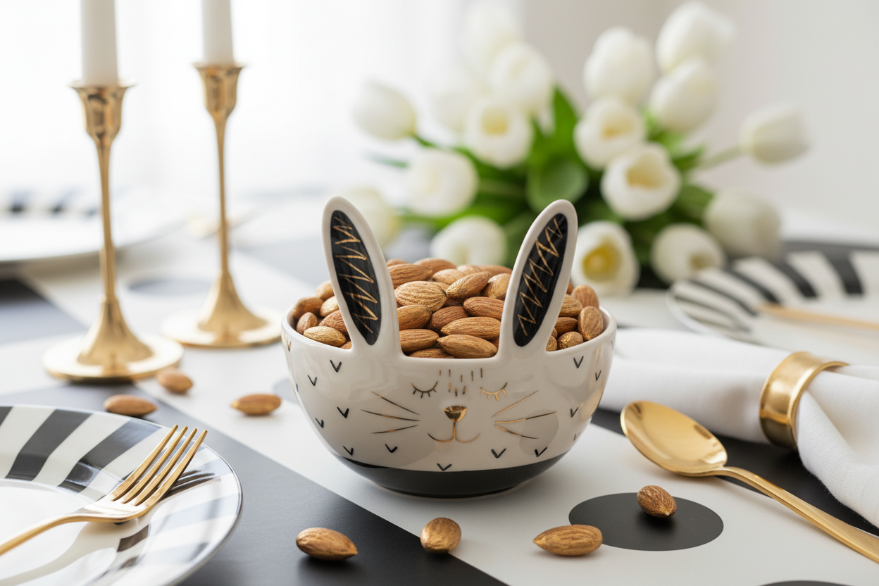 Bowl Coelho close-up com elementos dourados