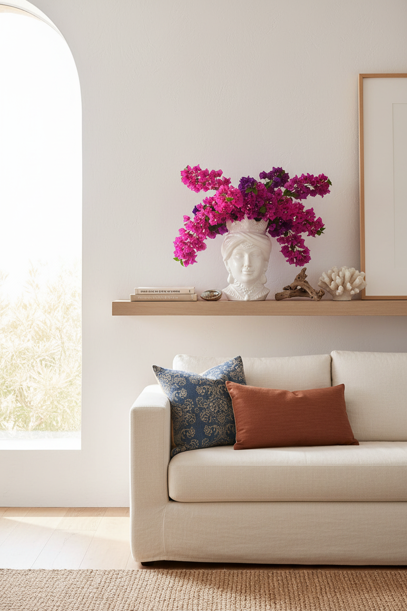 Cabeça de Mouro com buganvílias em prateleira