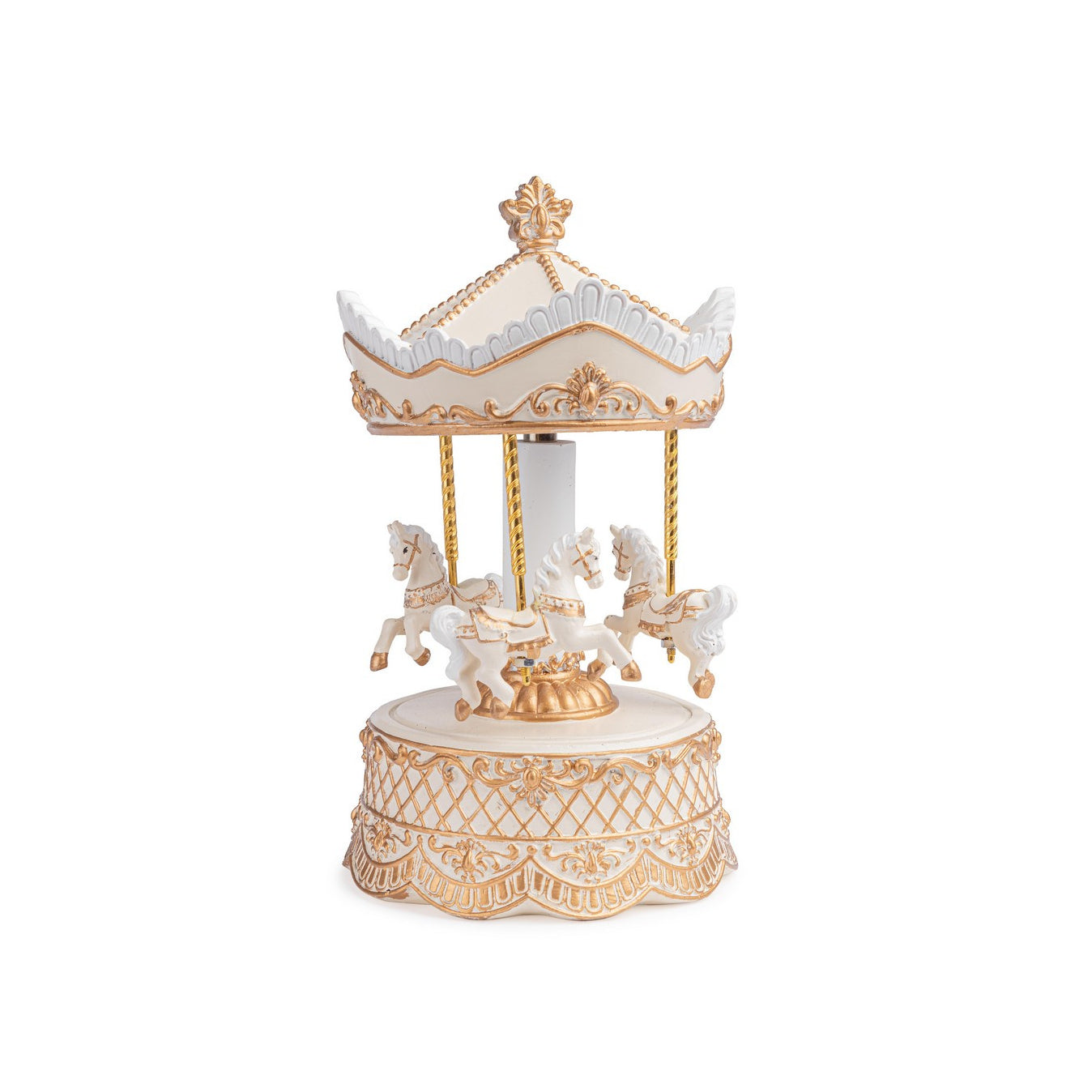 Carrossel de Natal bege e dourado
