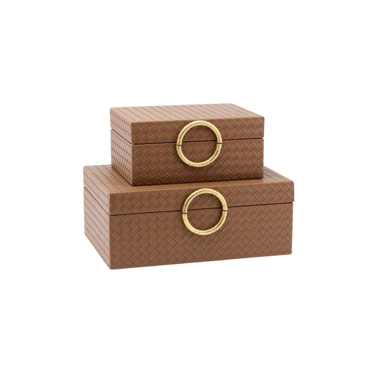 Caixas Decorativas com Argola Dourada, 2 uni.