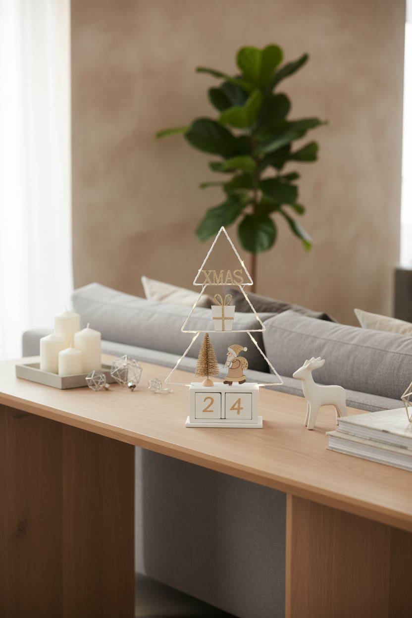 Calendário de Advento - vista próxima em sala moderna