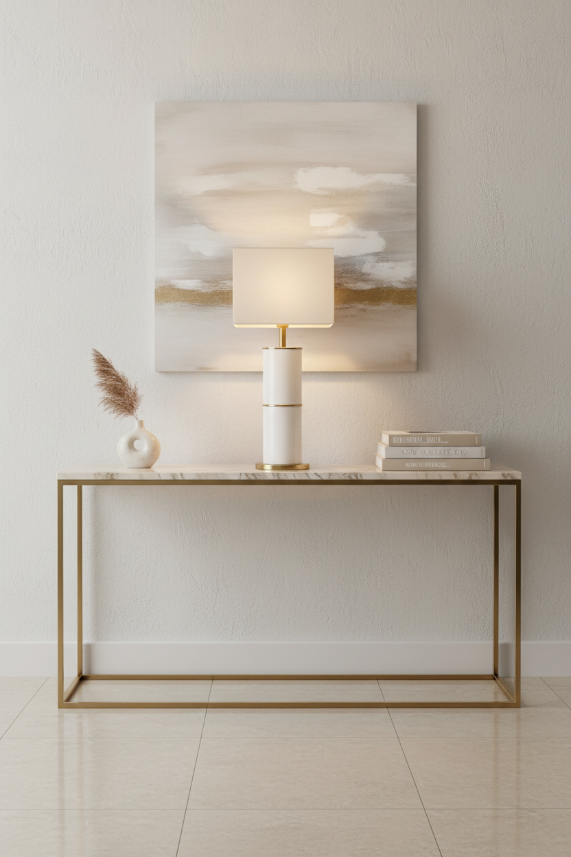 Candeeiro Albufeira com abajur moderno em ambiente contemporâneo