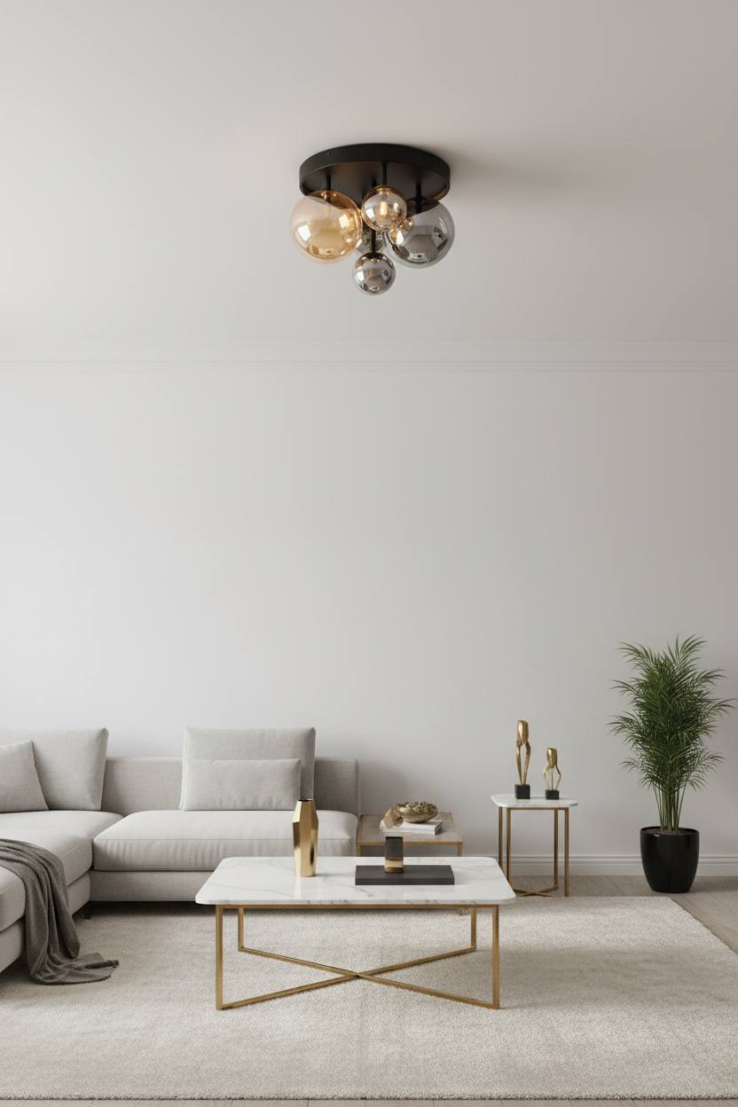 Candeeiro de teto em ambiente elegante