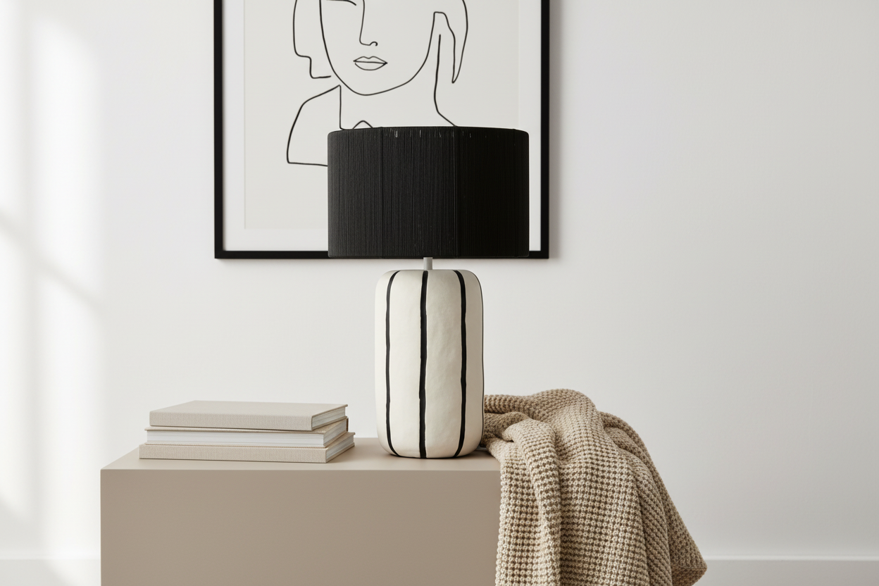 Candeeiro detalhe mesa bege