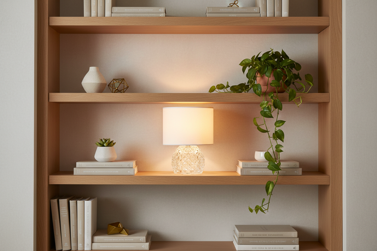 Candeeiro em estante elegante