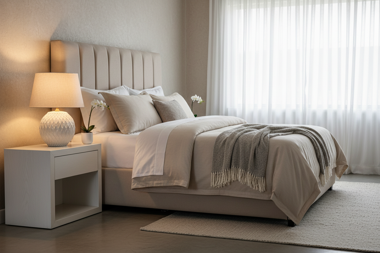 Candeeiro em quarto contemporâneo