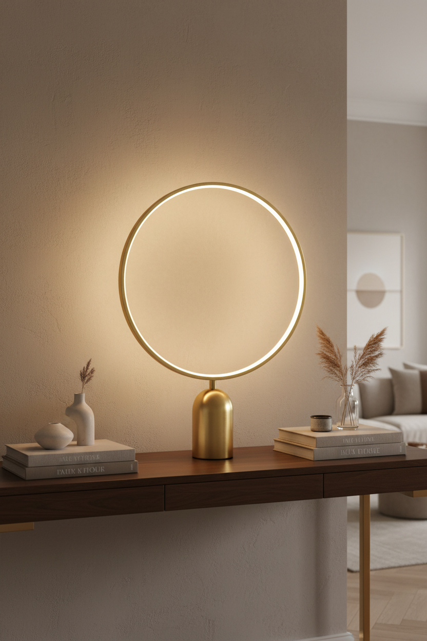 Candeeiro LED em aro grande - formato vertical