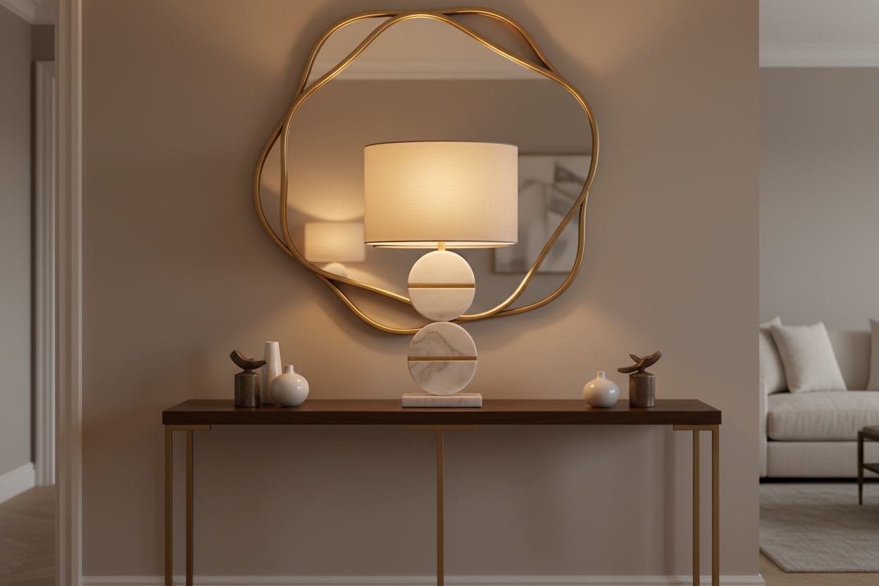 Candeeiro Marmo em consola de sala