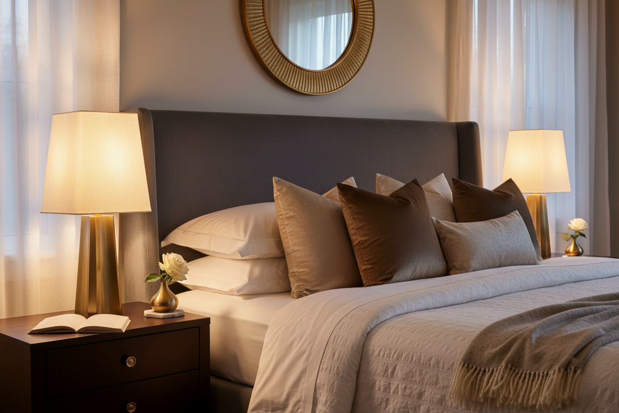 Candeeiro Tripura em mesa de cabeceira