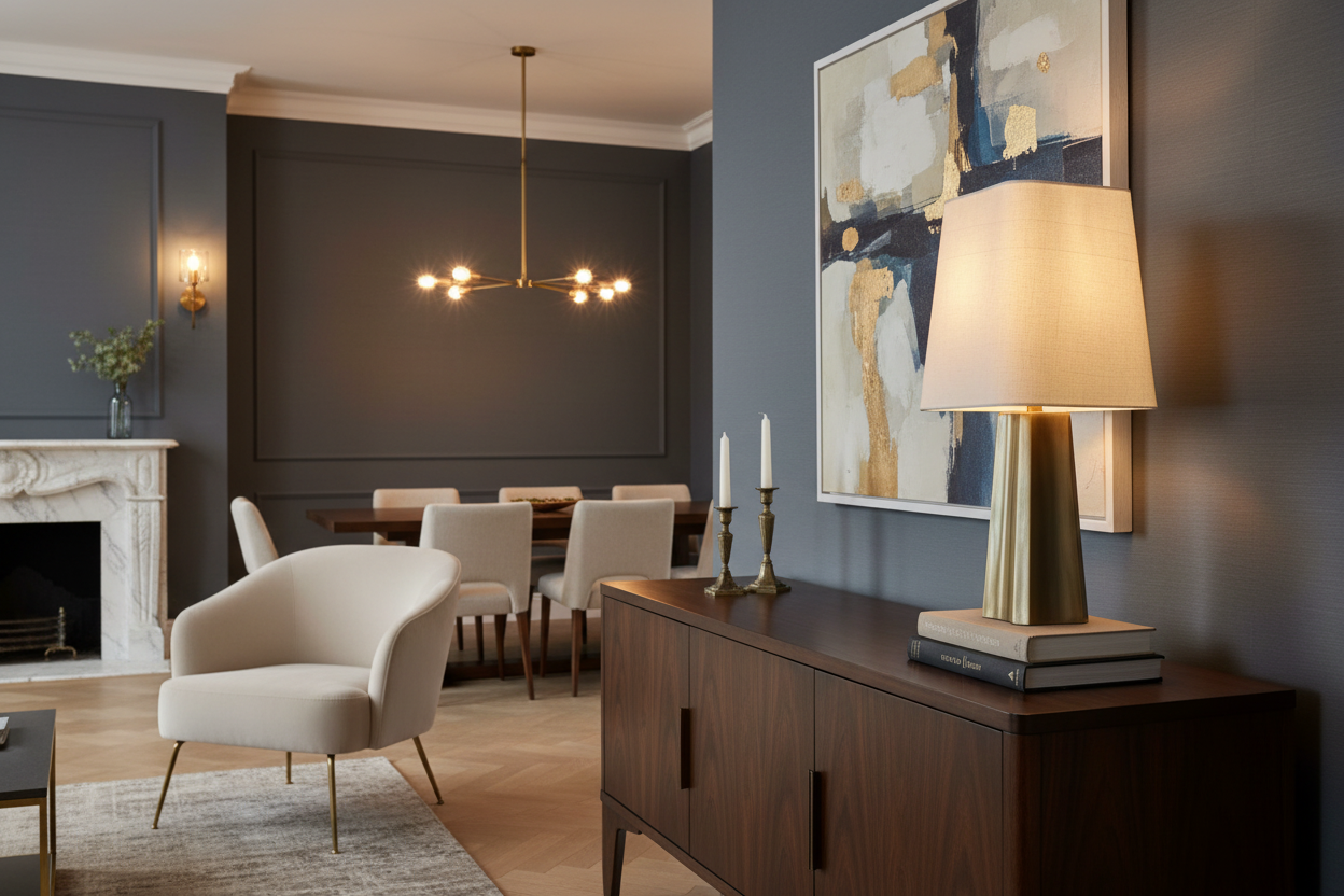 Candeeiro Tripura num sideboard