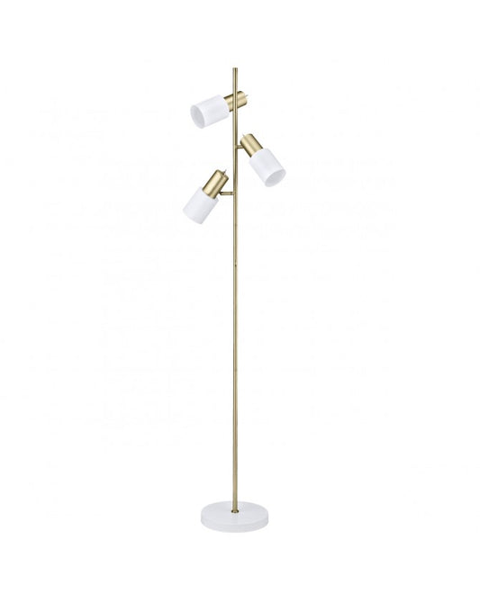 Candeeiro de pé Maena dourado e branco