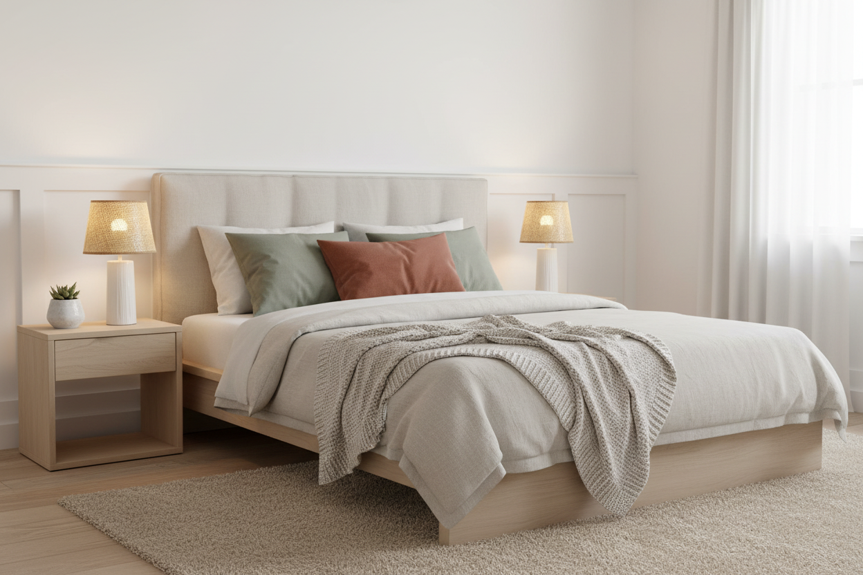 Candeeiros compactos pequenos em quarto escandinavo