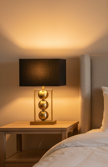 Candeeiros nas duas mesas de cabeceira com quadro